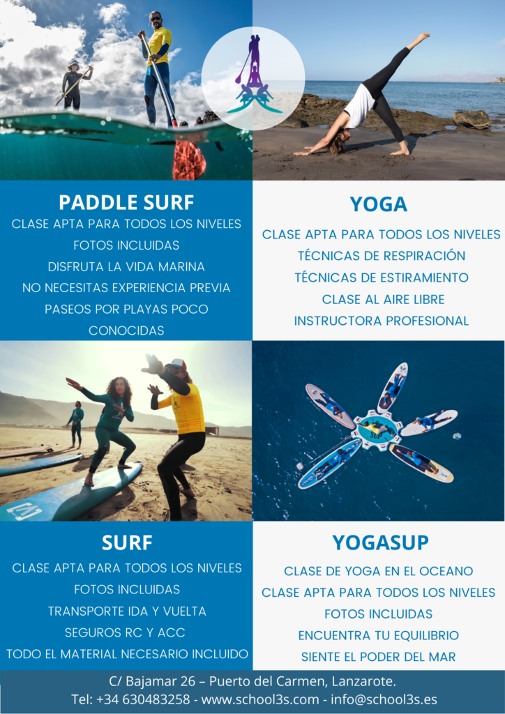 actividades yoga, sup, yogasup y surf en lanzarote
